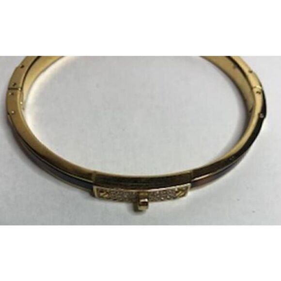 679 Michael Kors Goldtone CZ  hinged cuff bracelet - Picture 2 of 3